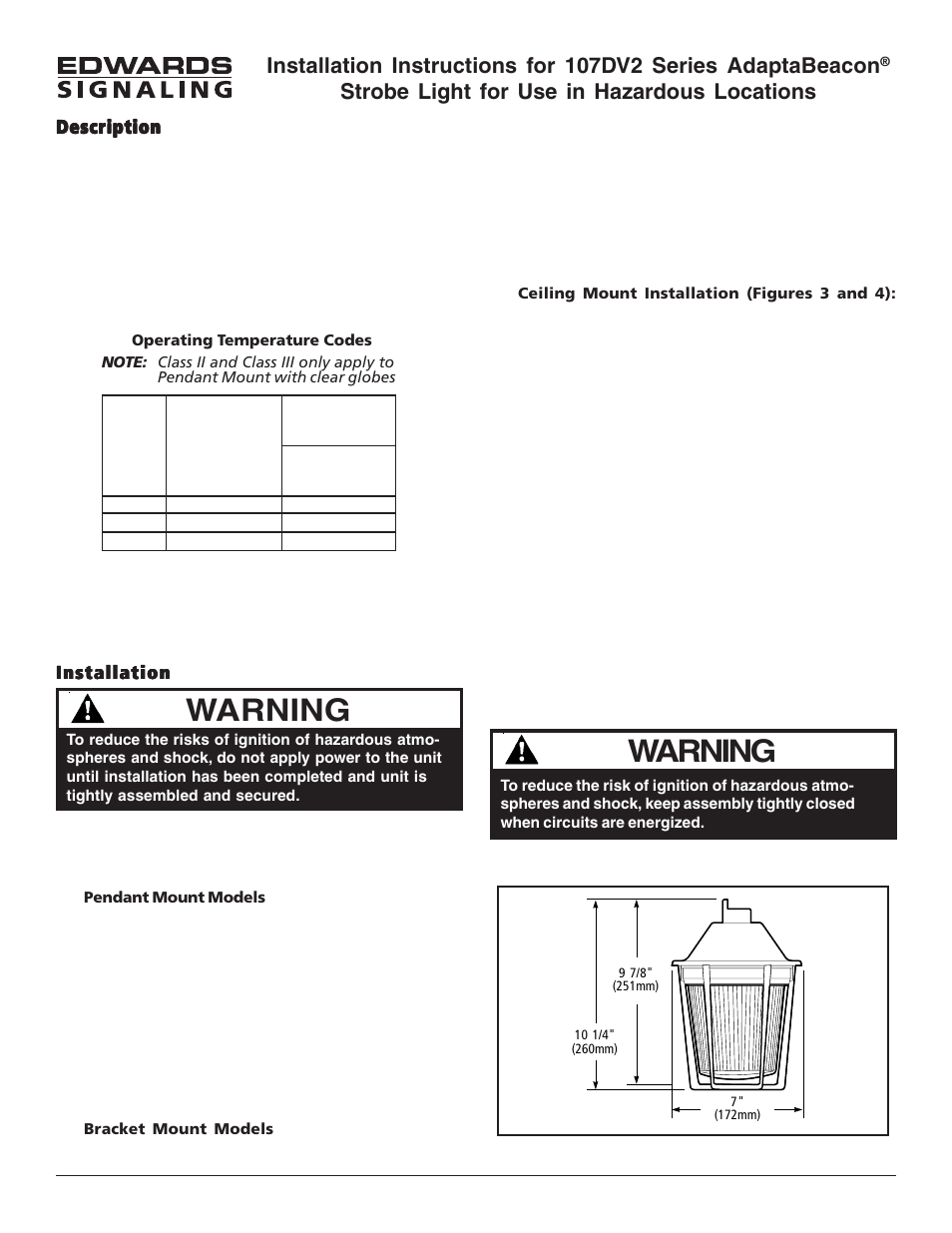 Edwards Signaling 107DV2 Series User Manual | 4 pages