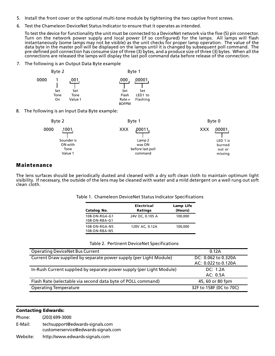 Maintenance | Edwards Signaling 108-DN Series User Manual | Page 10 / 10