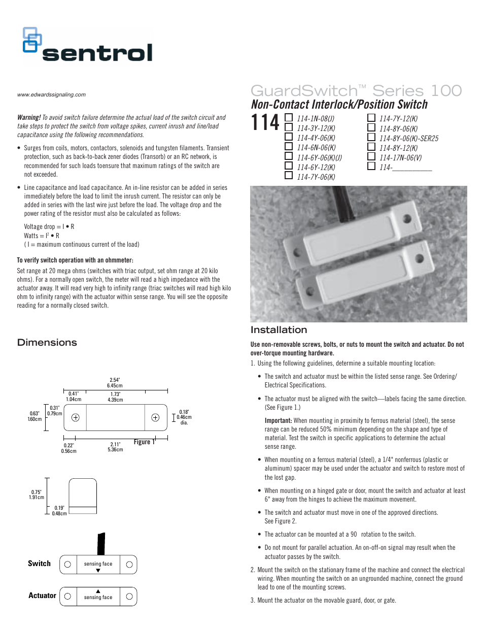 Edwards Signaling 114 User Manual | 2 pages