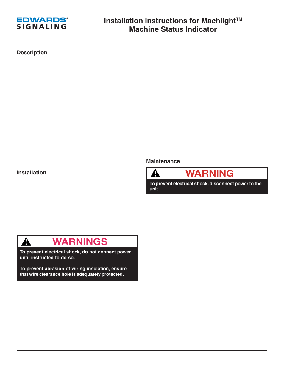 Edwards Signaling 113 Series User Manual | 2 pages