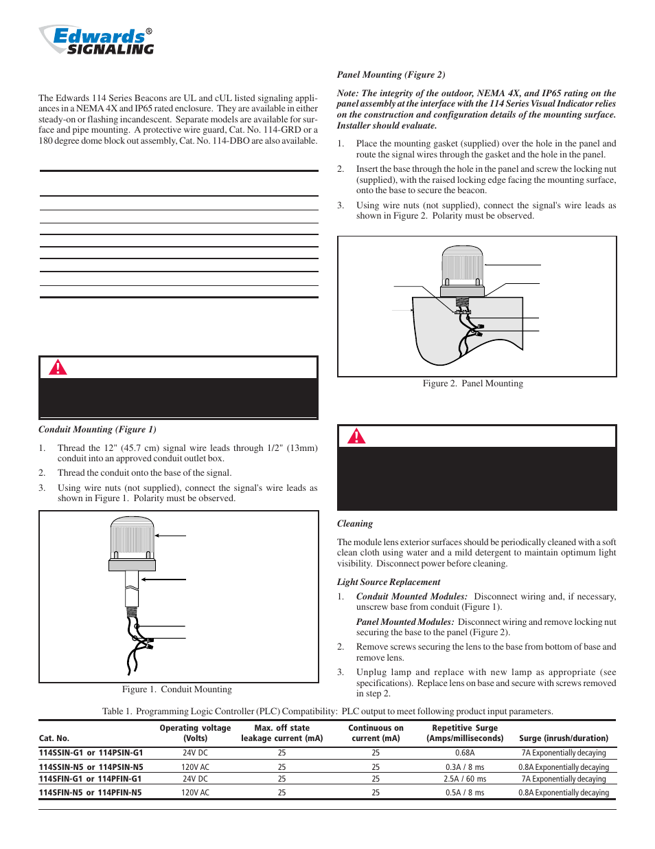 Edwards Signaling 114 Series User Manual | 1 page