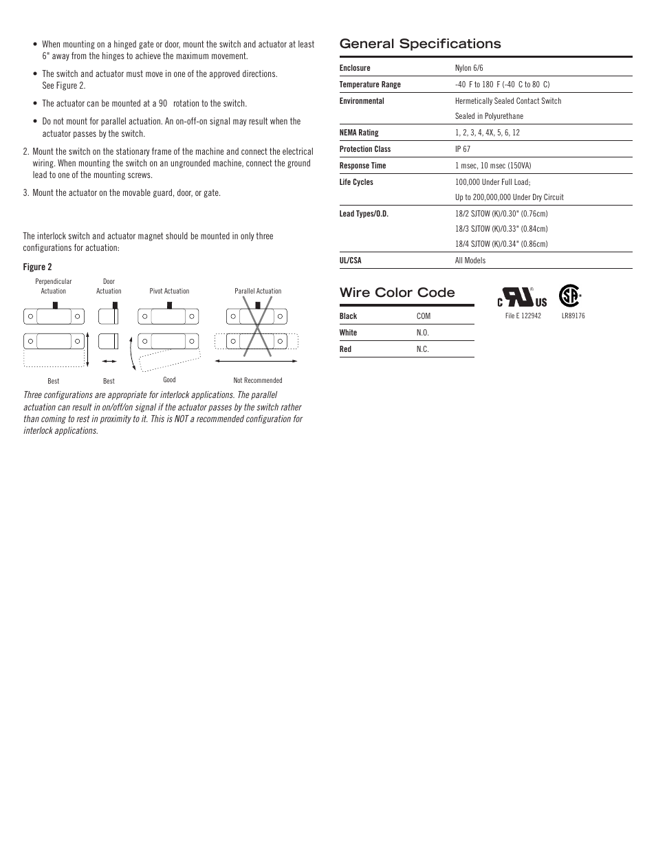 General specifications, Wire color code | Edwards Signaling 115 Series User Manual | Page 2 / 4