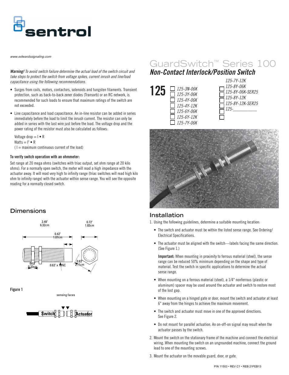 Edwards Signaling 125 Series User Manual | 2 pages