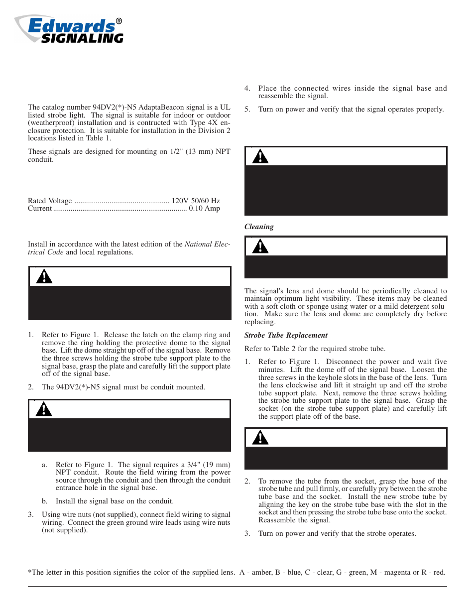 Edwards Signaling 94DV2 Series User Manual | 2 pages