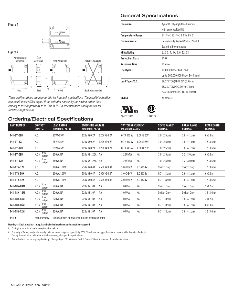 Untitled, Ordering/electrical specifications, General specifications | Edwards Signaling 141 Series User Manual | Page 2 / 2