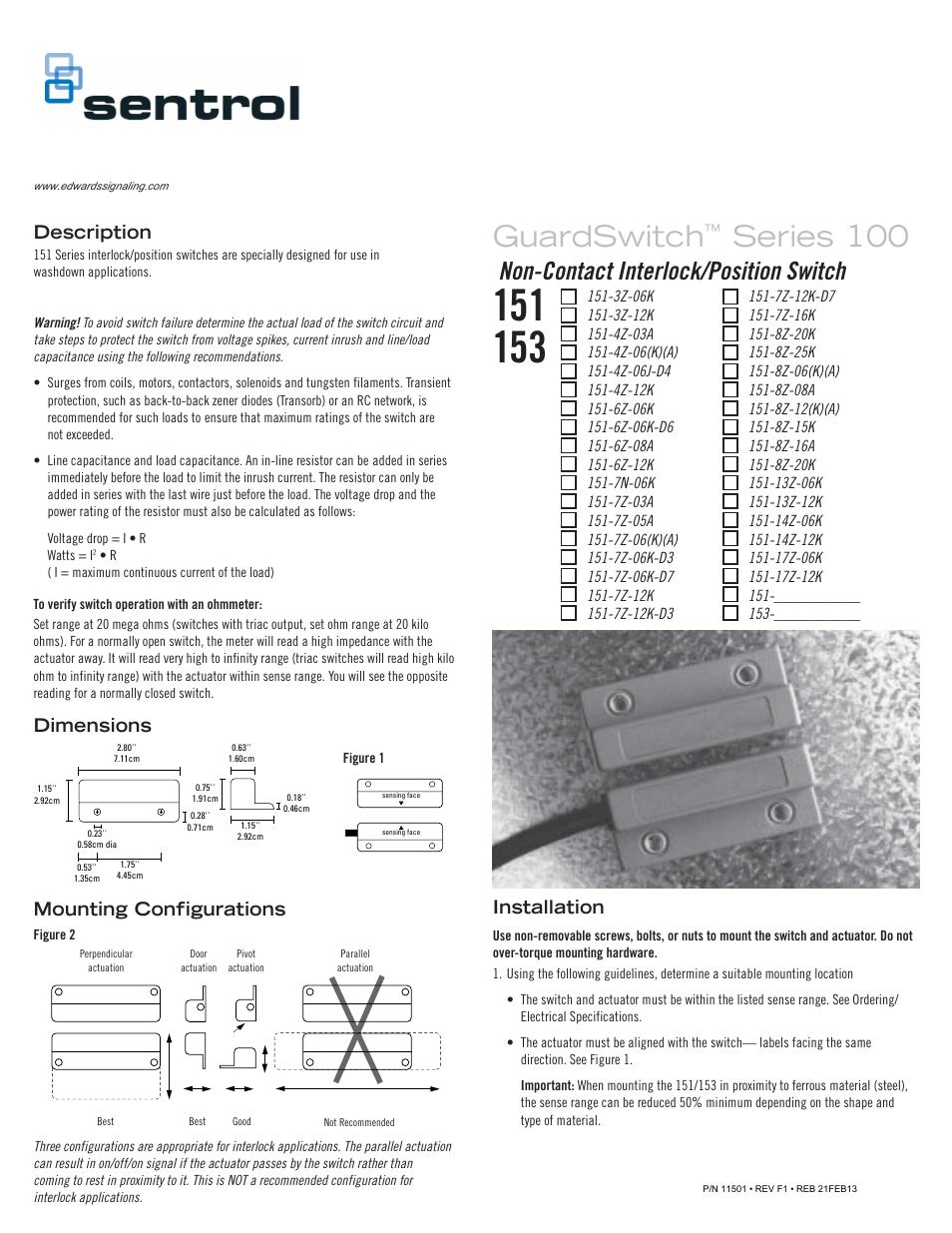 Edwards Signaling 151 Series User Manual | 4 pages