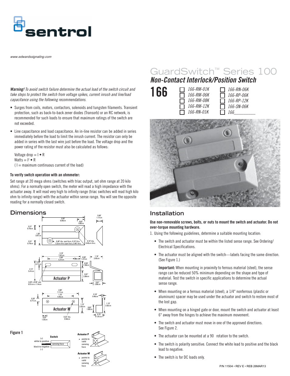 Edwards Signaling 166 Series User Manual | 2 pages