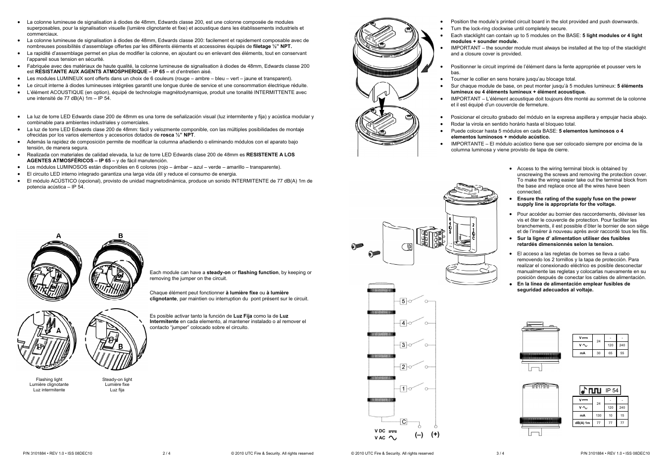 Edwards Signaling 200 Class 48mm Stackable Beacon User Manual | Page 2 / 2