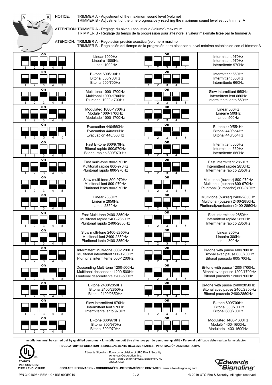 Edwards Signaling 200 Class 70mm Sounder Module User Manual | Page 2 / 2