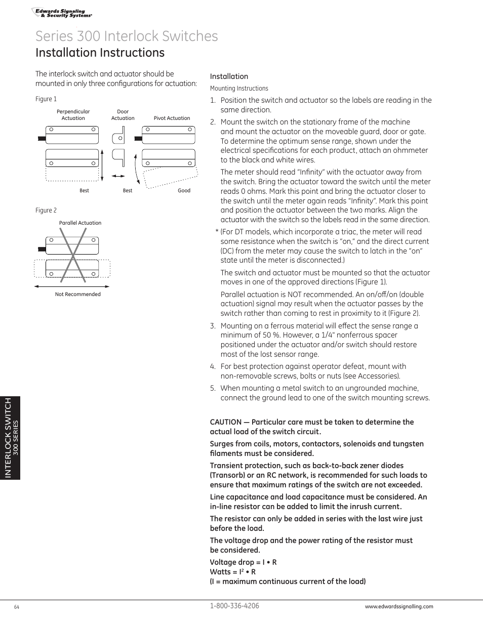 Edwards Signaling 300 Series User Manual | 1 page