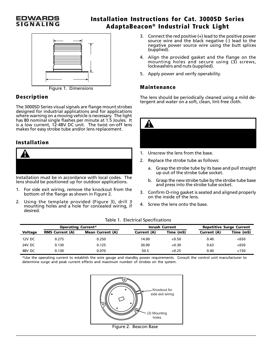 Edwards Signaling 3000SD-EK User Manual | 2 pages