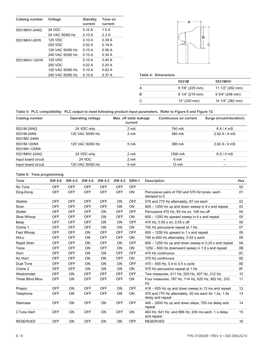 Edwards Signaling 5531MHV User Manual | Page 6 / 8