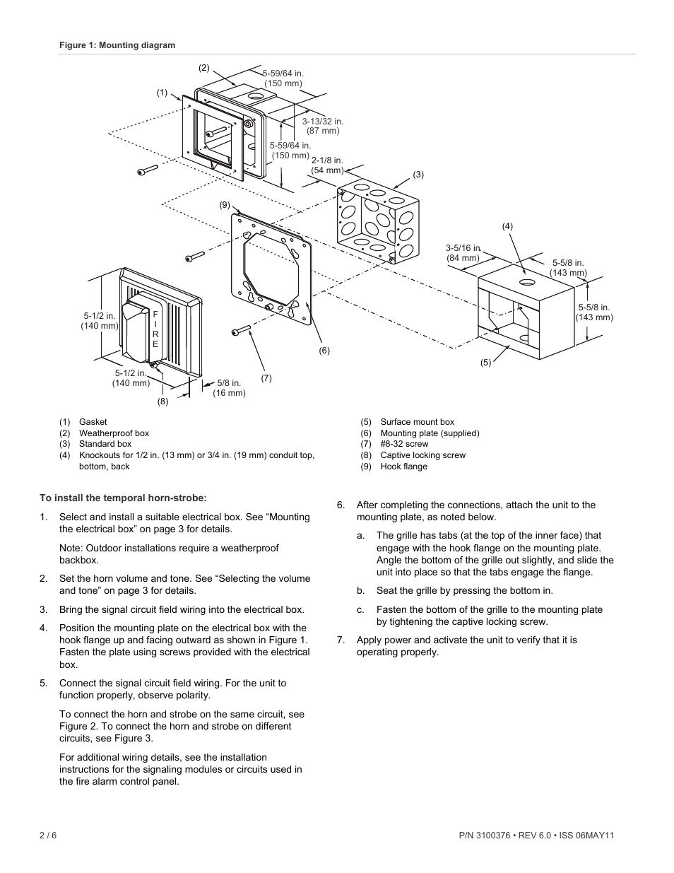 Edwards Signaling Integrity Synchronized Temporal Horn-Strobe User Manual | Page 2 / 6