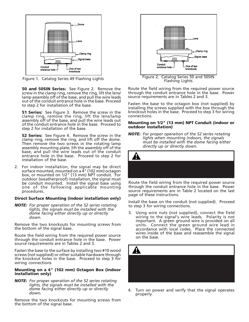Warning, Warnings | Edwards Signaling 52 User Manual | Page 2 / 4