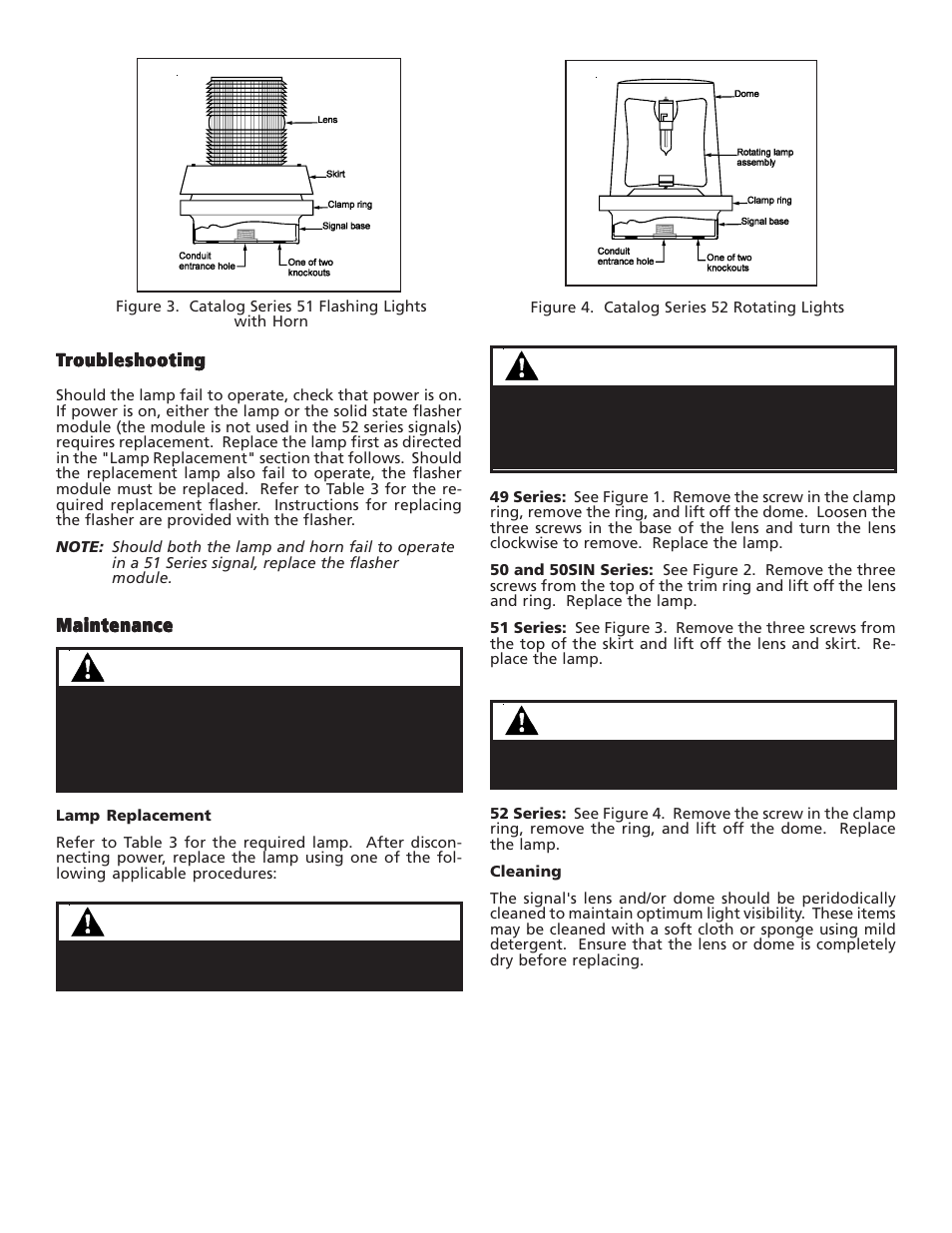Warning, Caution, Warnings | Edwards Signaling 52 User Manual | Page 3 / 4