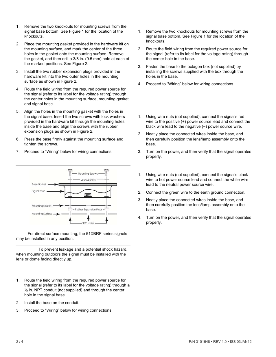 Wiring | Edwards Signaling 51XBRF Series User Manual | Page 2 / 4