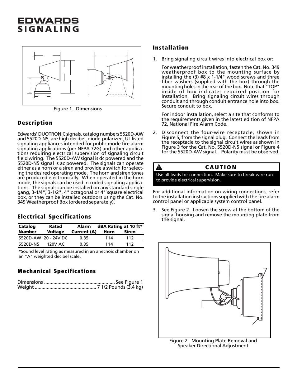 Edwards Signaling 5520D-N5 User Manual | 2 pages