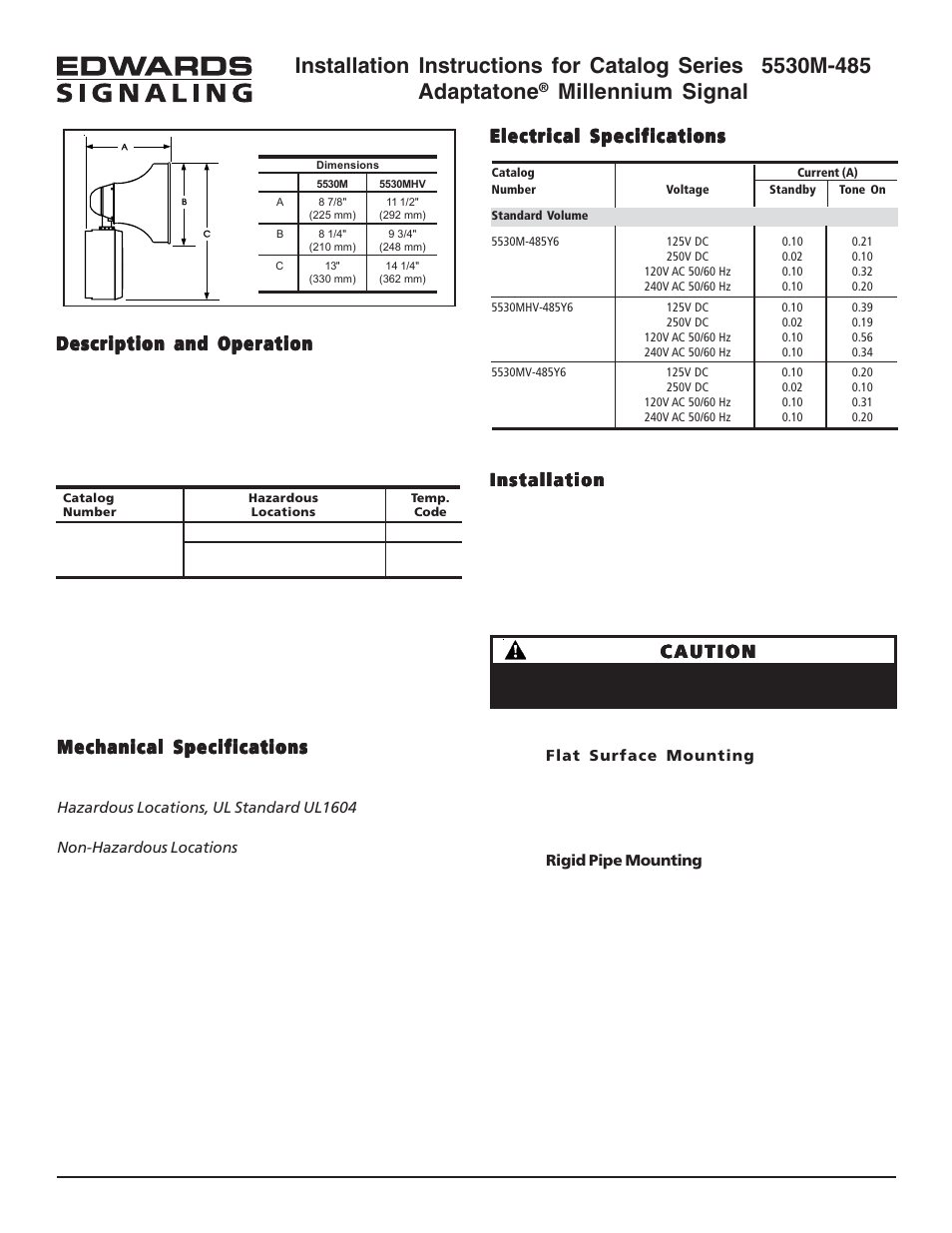 Edwards Signaling 5530M-485 User Manual | 13 pages