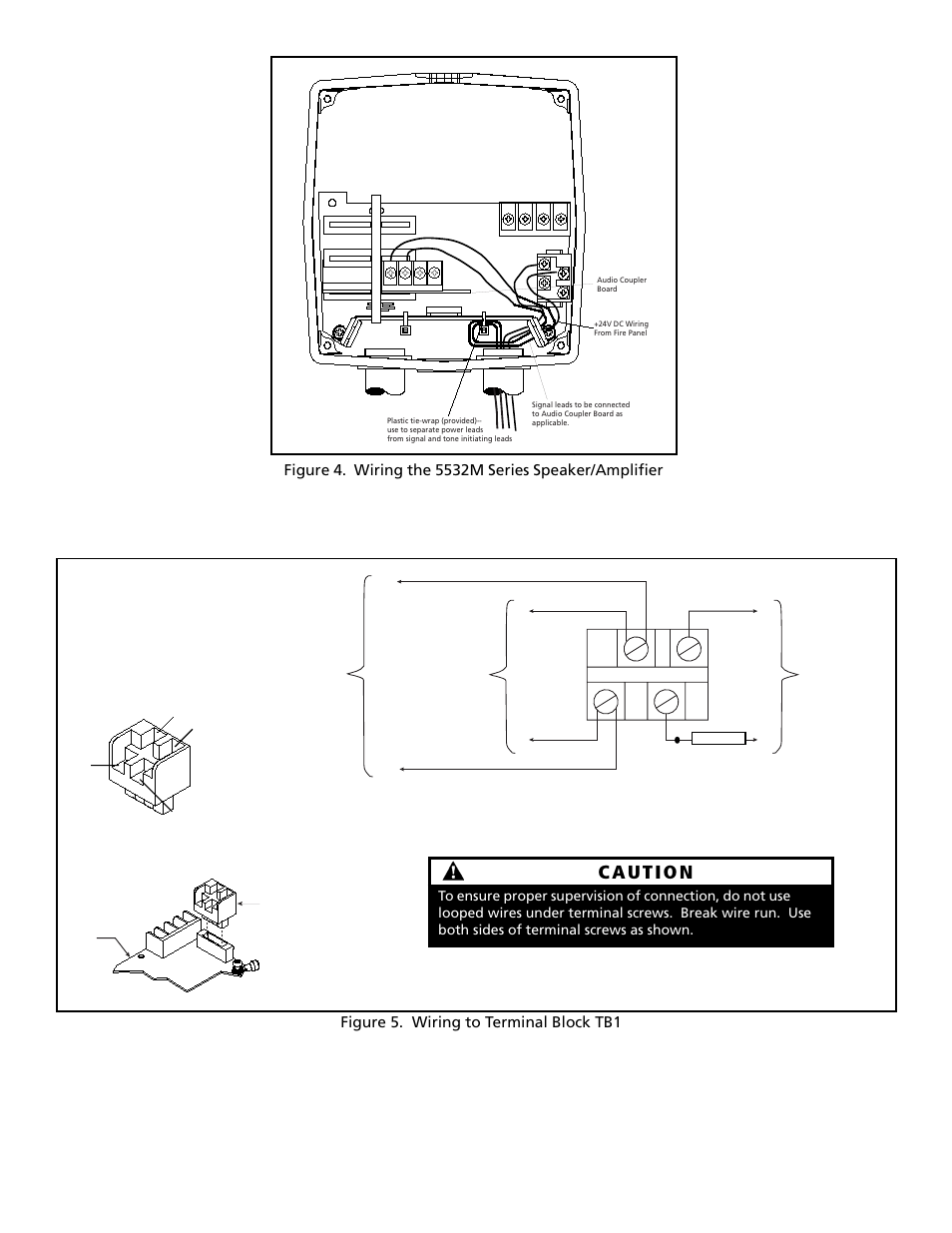 Caution, Figure 5. wiring to terminal block tb1 | Edwards Signaling 5532MD User Manual | Page 3 / 4