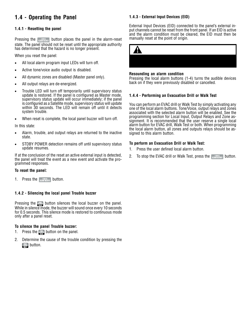 Warning, 4 - operating the panel | Edwards Signaling 5541M-Y6 User Manual | Page 5 / 33