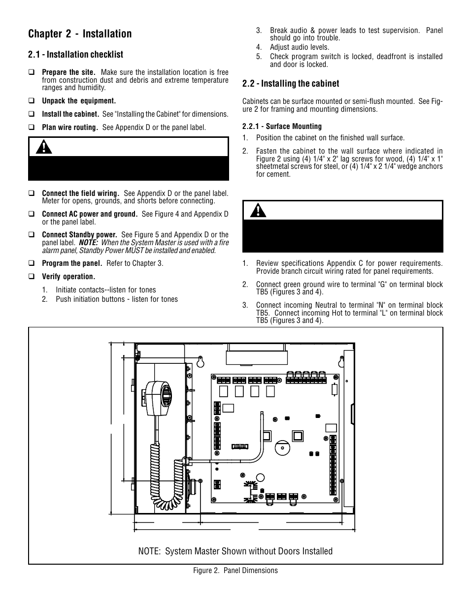 Warning, Danger, Chapter 2 - installation | Edwards Signaling 5541M-Y6 User Manual | Page 7 / 33