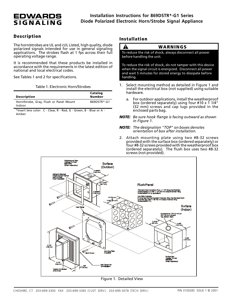 Edwards Signaling 869DSTR-G1 User Manual | 3 pages