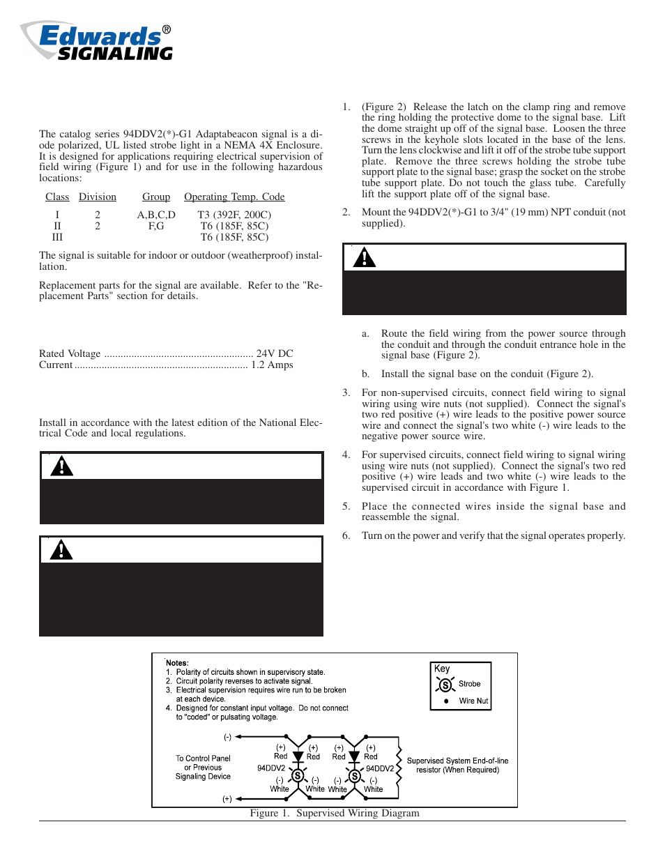 Edwards Signaling 94DDV2 Series User Manual | 2 pages