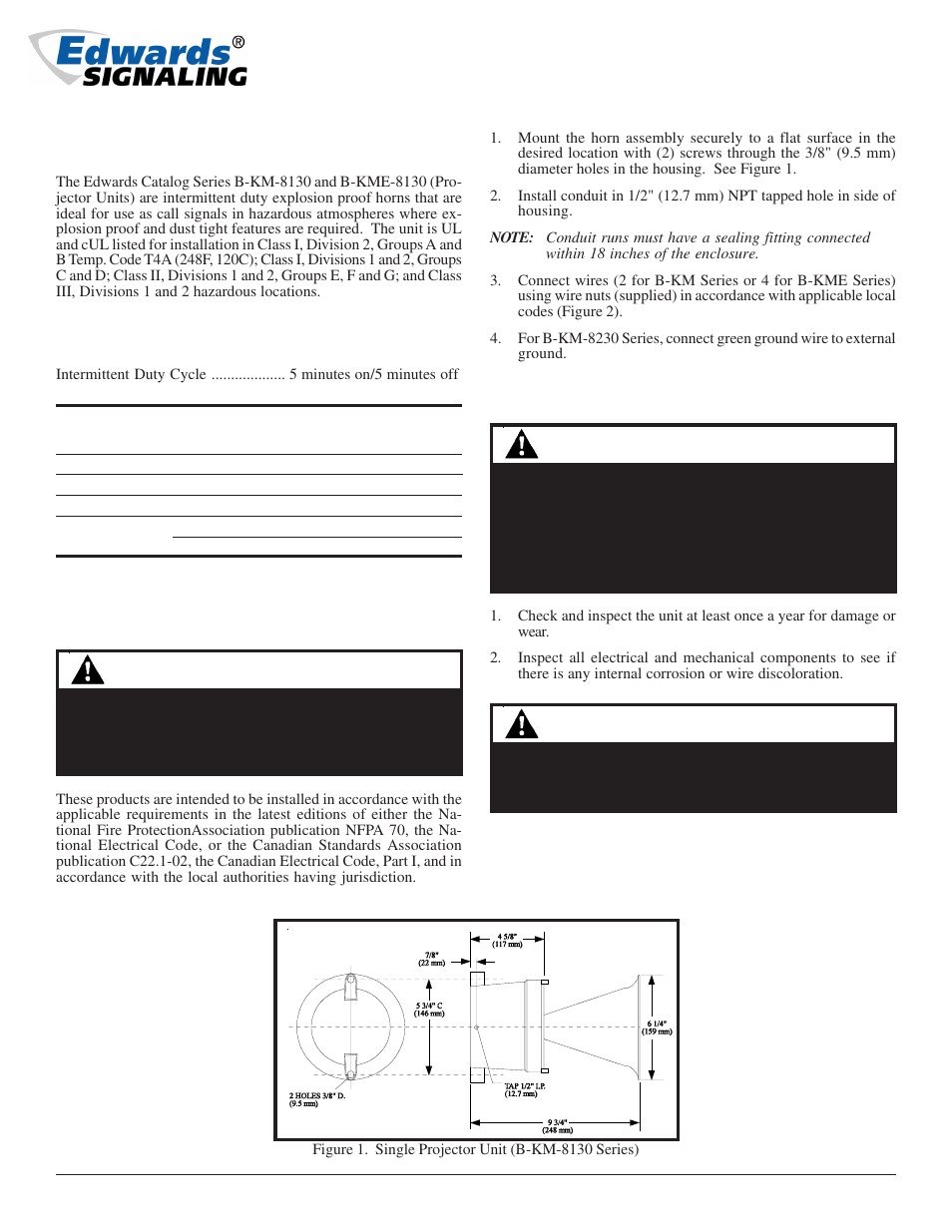 Edwards Signaling B-KME-8130 User Manual | 2 pages