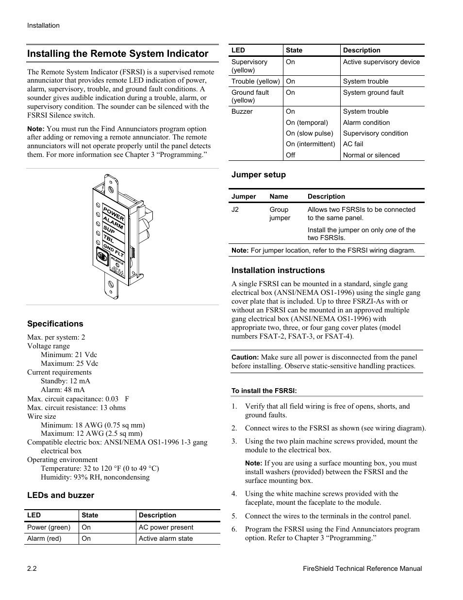 Installing the remote system indicator | Edwards Signaling FireShield 10 Zone User Manual | Page 12 / 68