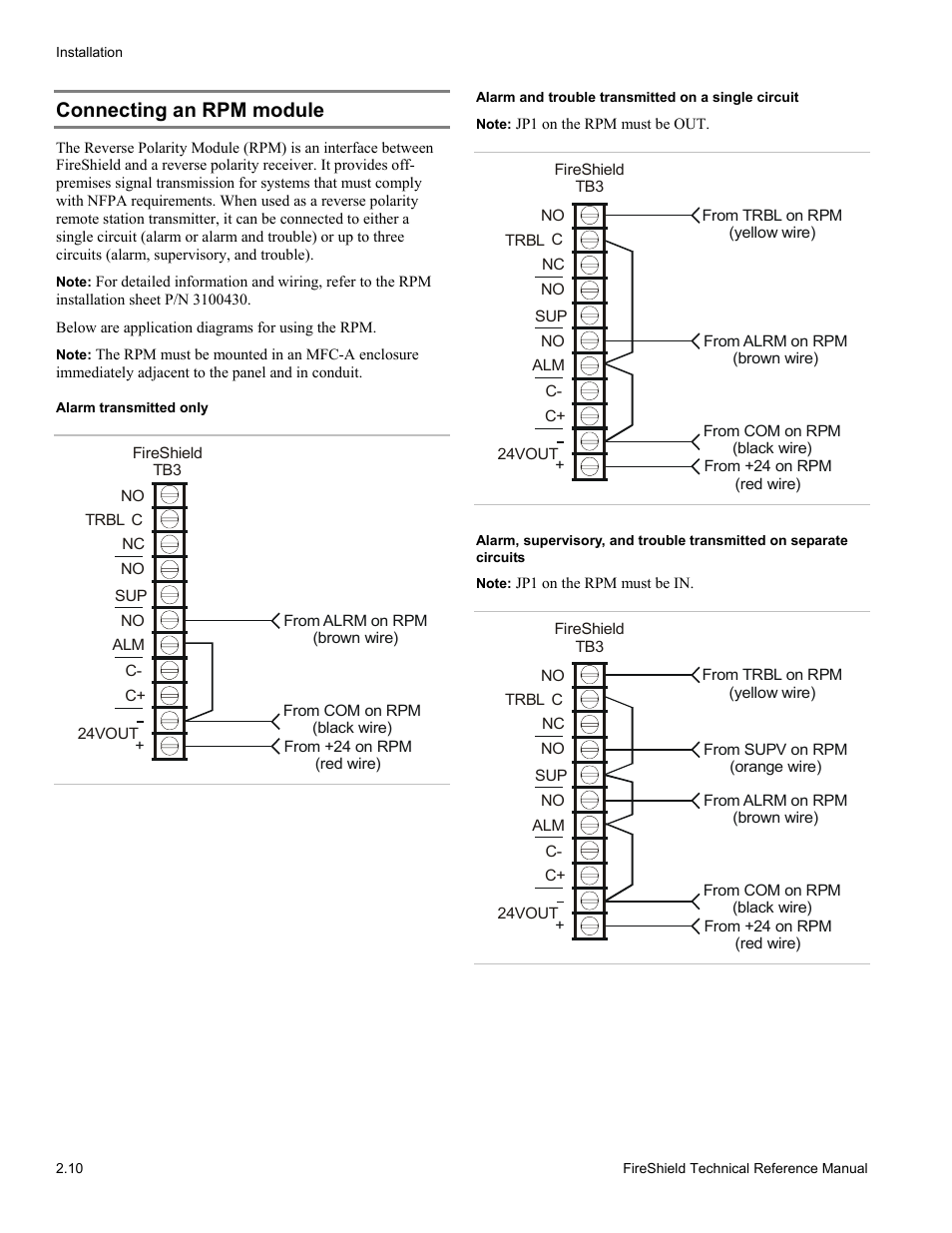 Connecting an rpm module | Edwards Signaling FireShield 10 Zone User Manual | Page 20 / 68