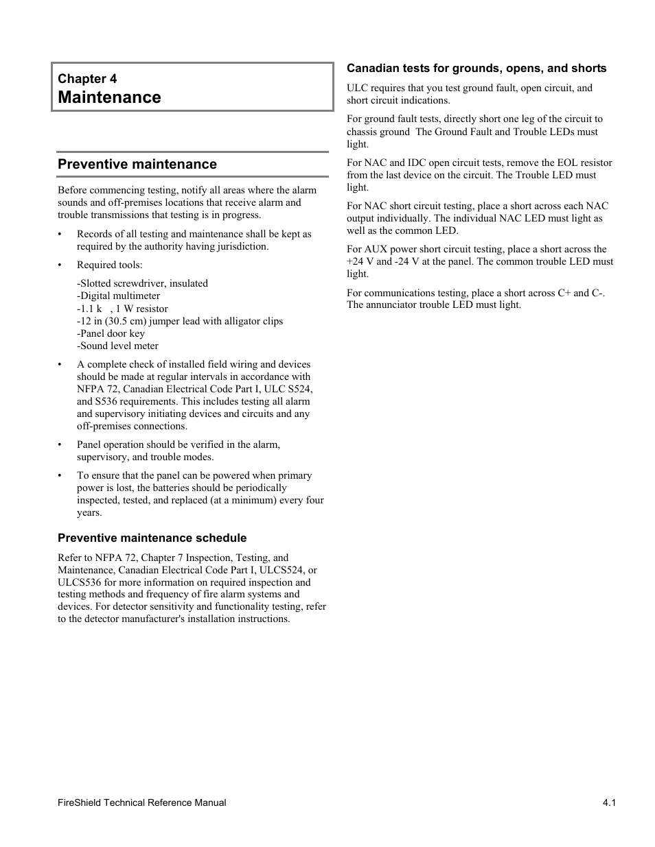 Maintenance, Preventive maintenance | Edwards Signaling FireShield 10 Zone User Manual | Page 41 / 68