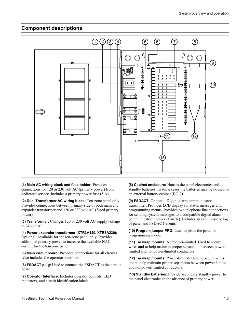 Component descriptions | Edwards Signaling FireShield 10 Zone User Manual | Page 5 / 68