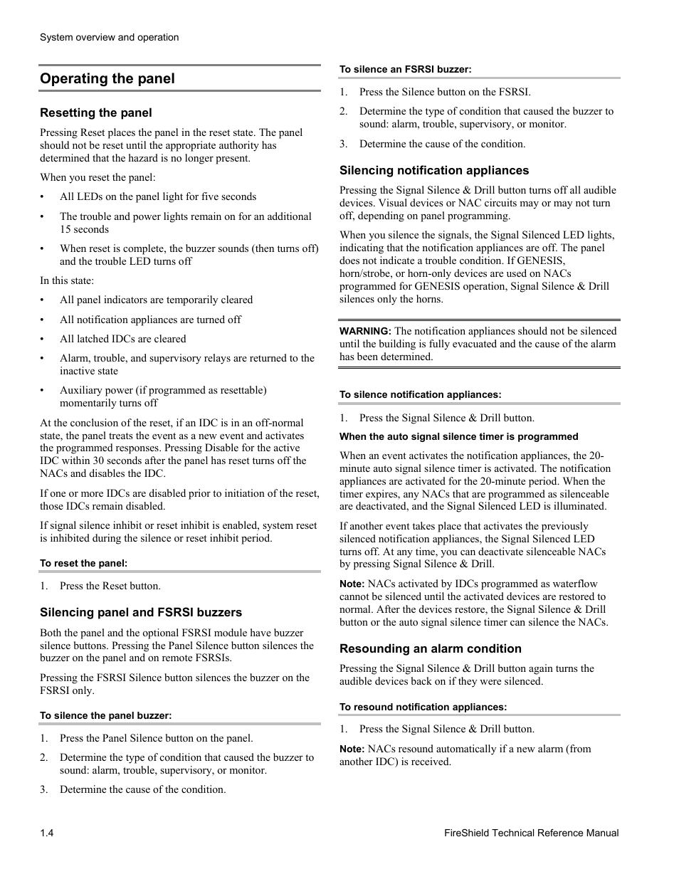 Operating the panel | Edwards Signaling FireShield 10 Zone User Manual | Page 6 / 68