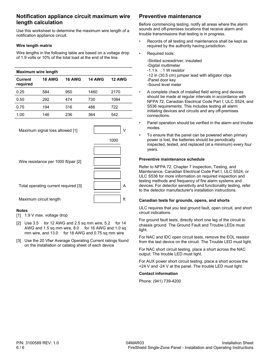 Preventive maintenance | Edwards Signaling FireShield Single-Zone Panel User Manual | Page 6 / 7