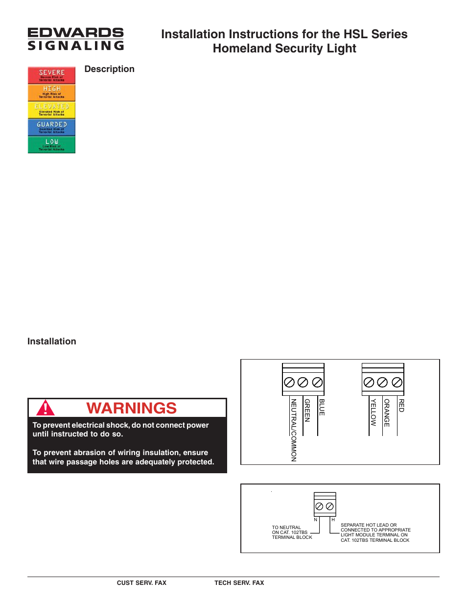 Edwards Signaling HSL Series User Manual | 4 pages