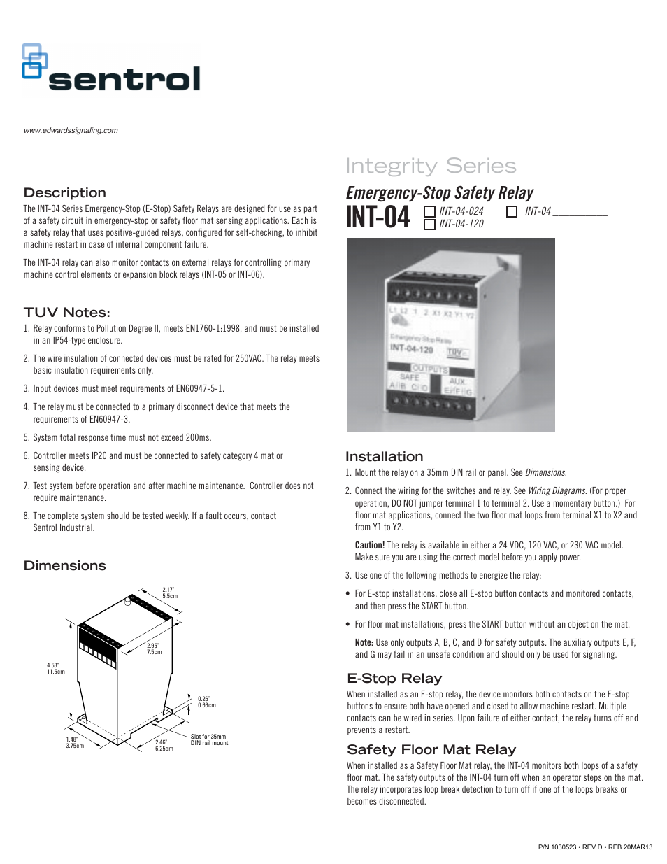 Edwards Signaling INT-04 Series User Manual | 2 pages