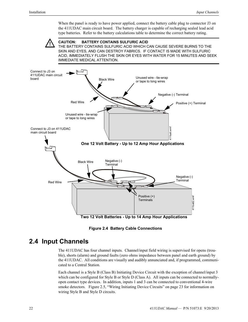4 input channels, Input channels | Fire-Lite 411UDAC Fire Alarm Communicator User Manual | Page 22 / 84