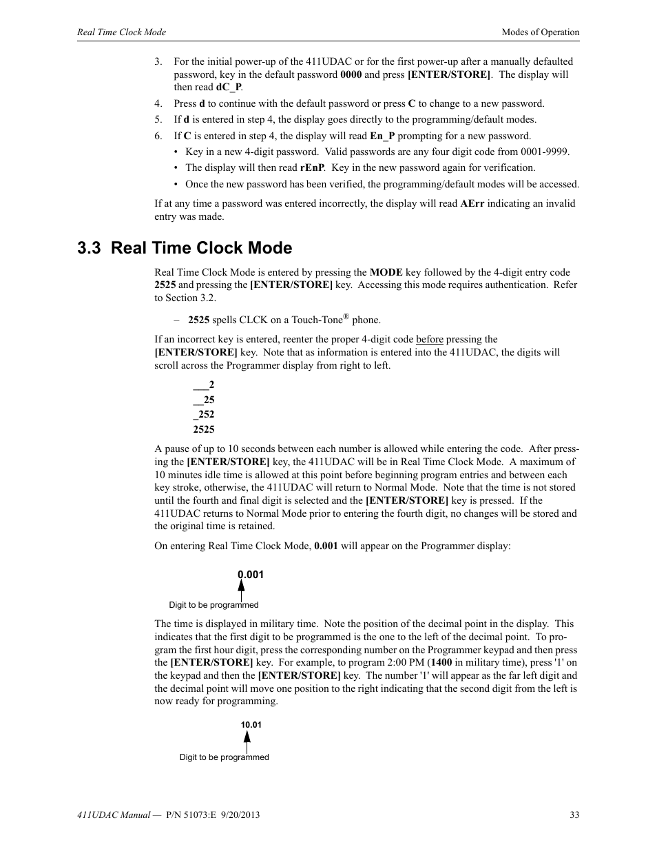 3 real time clock mode, Real time clock mode | Fire-Lite 411UDAC Fire Alarm Communicator User Manual | Page 33 / 84