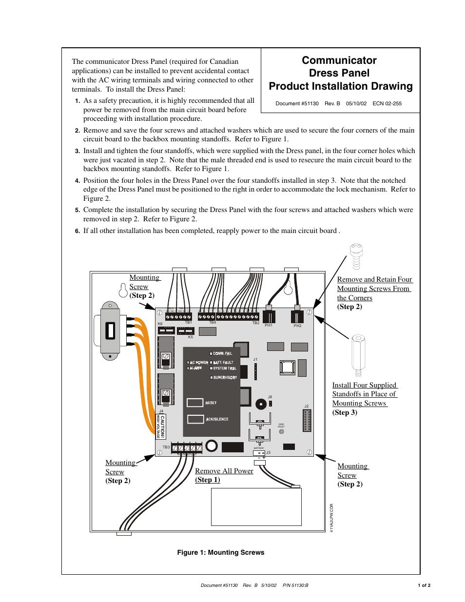 Fire-Lite 411UDAC Communicator Dress Panel User Manual | 2 pages