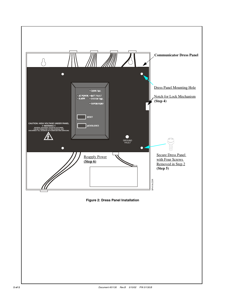 Figure 2: dress panel installation | Fire-Lite 411UDAC Communicator Dress Panel User Manual | Page 2 / 2