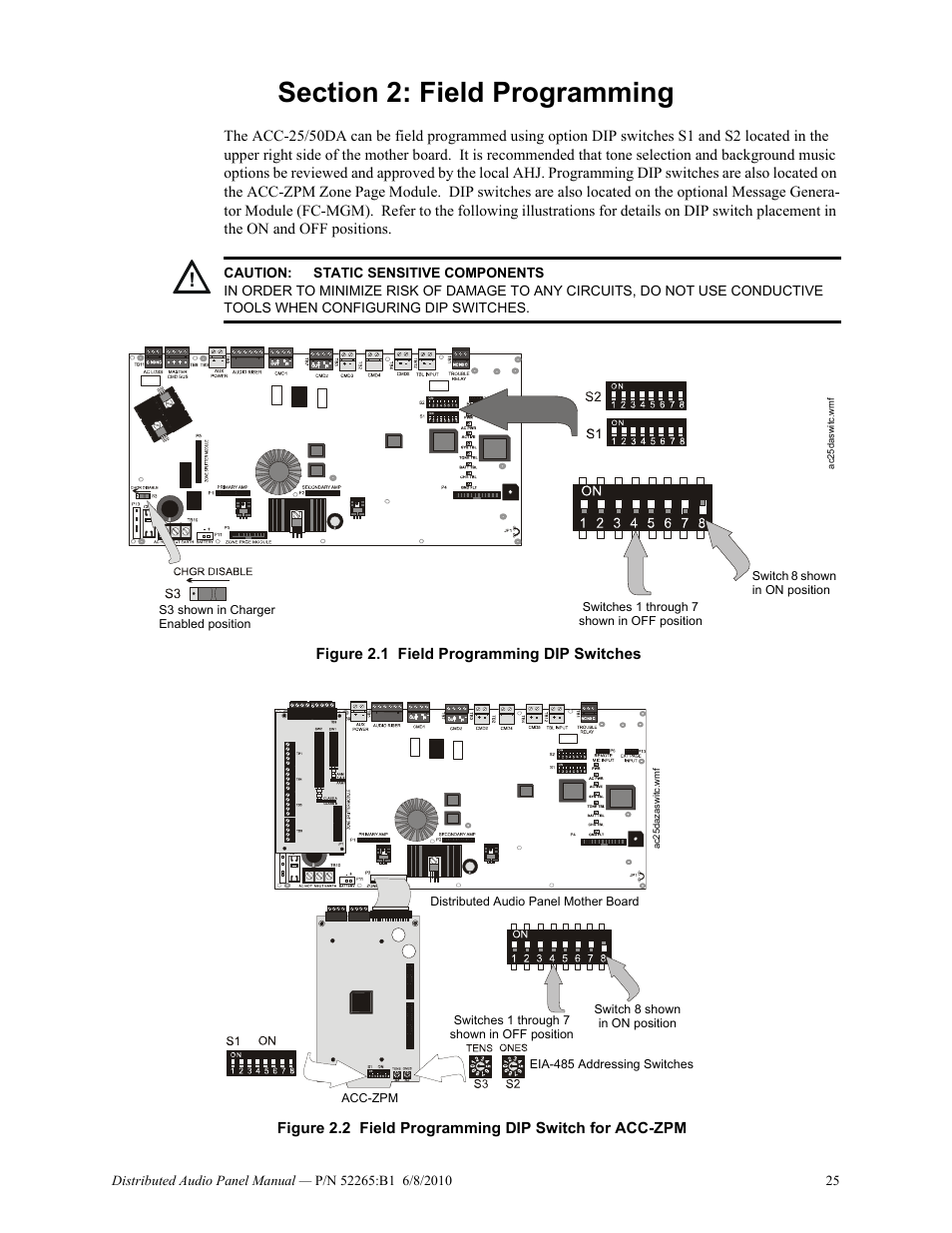Section 2: field programming | Fire-Lite ACC-25/50DAZS Distributed Audio Panel User Manual | Page 25 / 84