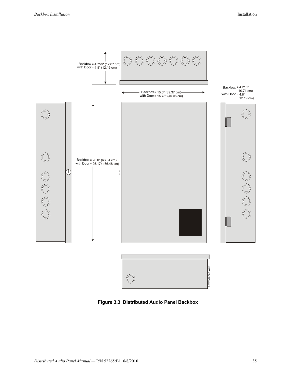 Figure 3.3 distributed audio panel backbox | Fire-Lite ACC-25/50DAZS Distributed Audio Panel User Manual | Page 35 / 84