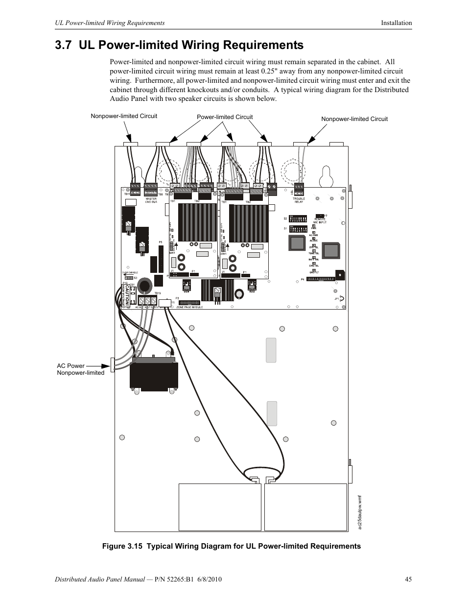 7 ul power-limited wiring requirements, Ul power-limited wiring requirements | Fire-Lite ACC-25/50DAZS Distributed Audio Panel User Manual | Page 45 / 84