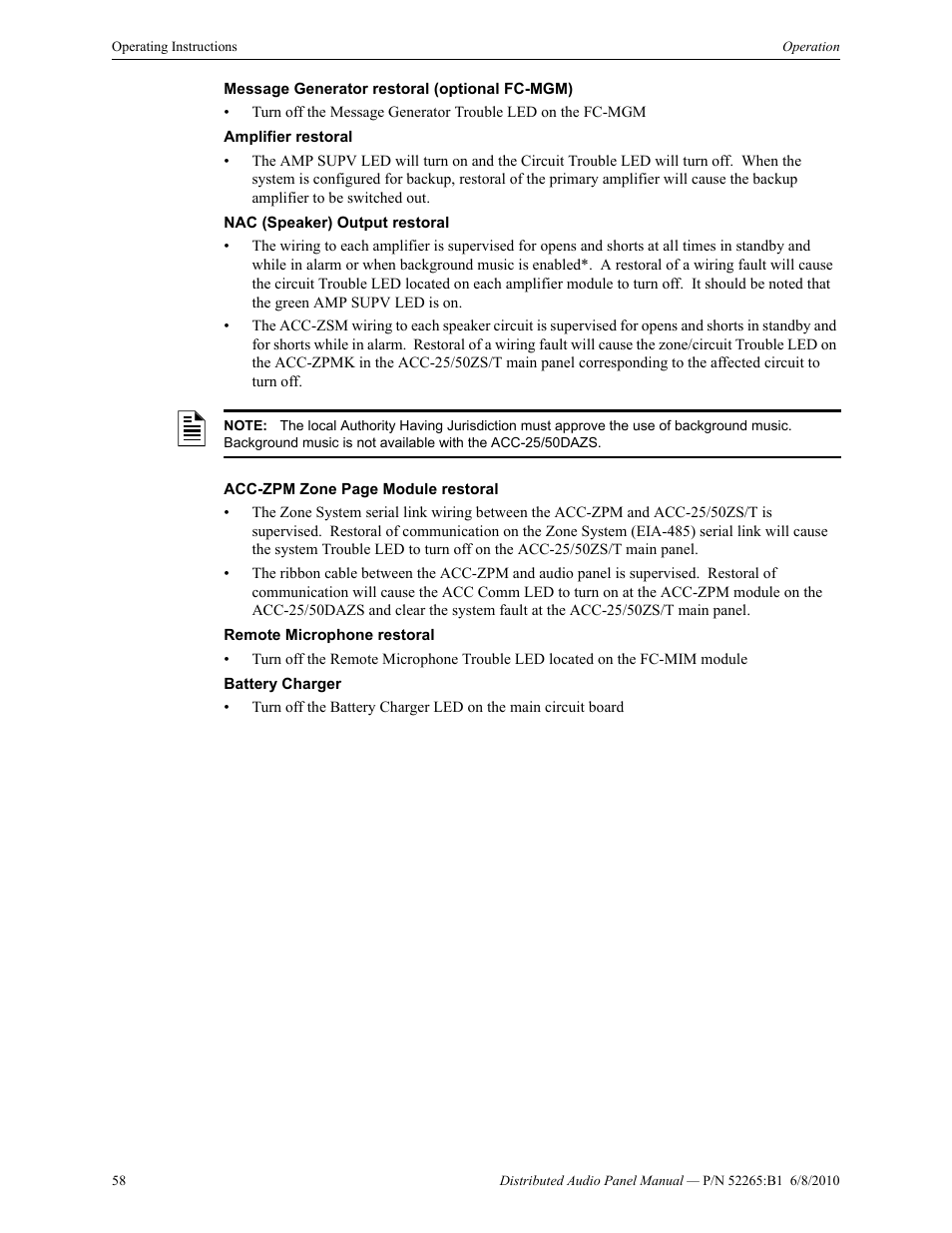 Fire-Lite ACC-25/50DAZS Distributed Audio Panel User Manual | Page 58 / 84