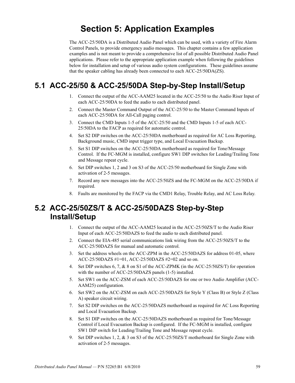 Section 5: application examples | Fire-Lite ACC-25/50DAZS Distributed Audio Panel User Manual | Page 59 / 84