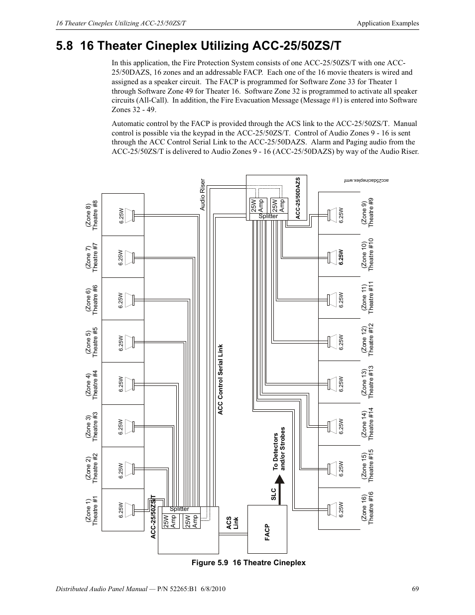 8 16 theater cineplex utilizing acc-25/50zs/t, 16 theater cineplex utilizing acc-25/50zs/t | Fire-Lite ACC-25/50DAZS Distributed Audio Panel User Manual | Page 69 / 84