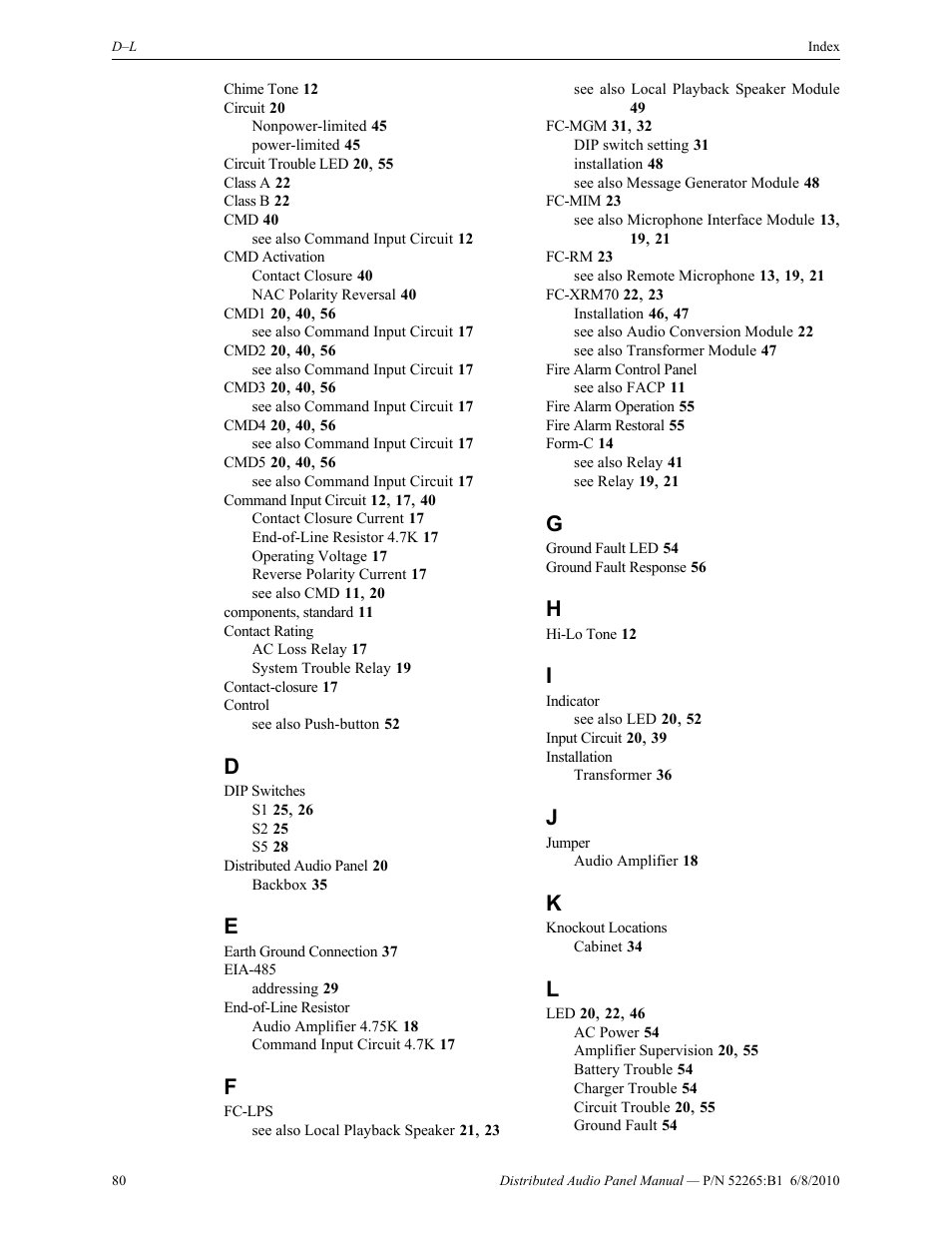 Fire-Lite ACC-25/50DAZS Distributed Audio Panel User Manual | Page 80 / 84