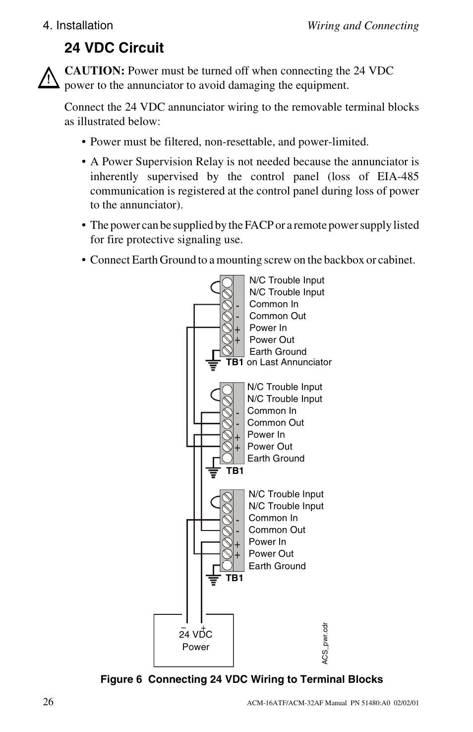 24 vdc circuit | Fire-Lite ACM-32AF Annunciator Modules User Manual | Page 26 / 68