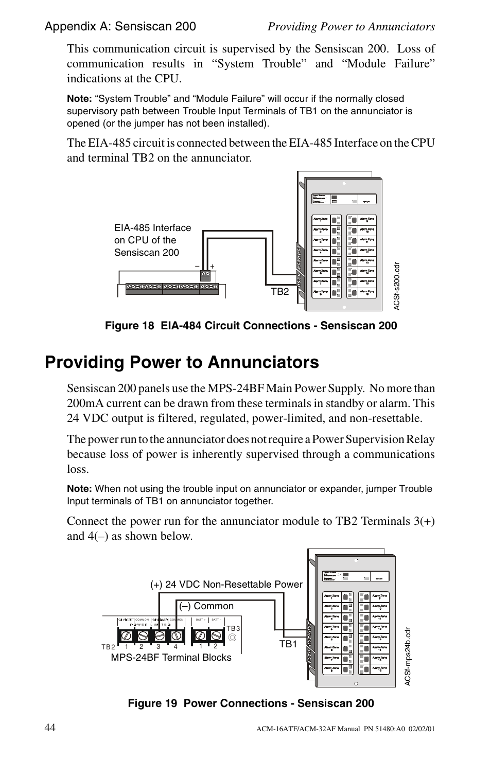 Providing power to annunciators | Fire-Lite ACM-32AF Annunciator Modules User Manual | Page 44 / 68