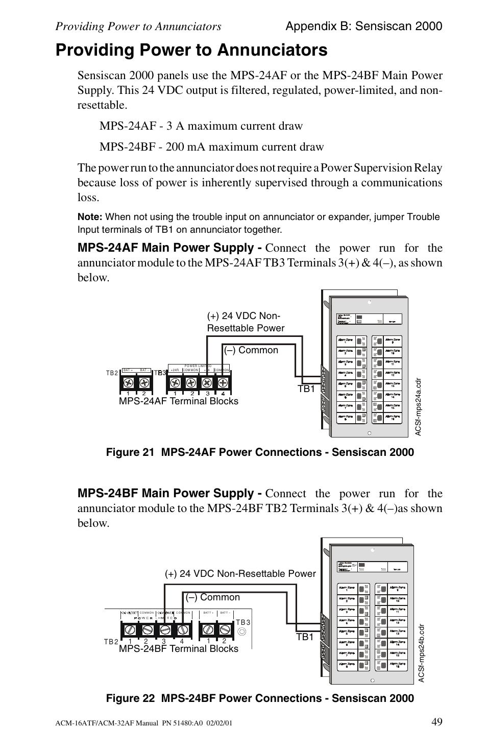 Providing power to annunciators | Fire-Lite ACM-32AF Annunciator Modules User Manual | Page 49 / 68